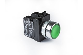 CM Serisi Metal 2NO Yaylı Düz Yeşil 22 mm Buton